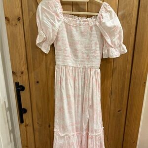 Pink and White Puff Sleeve Dress ivy city XS